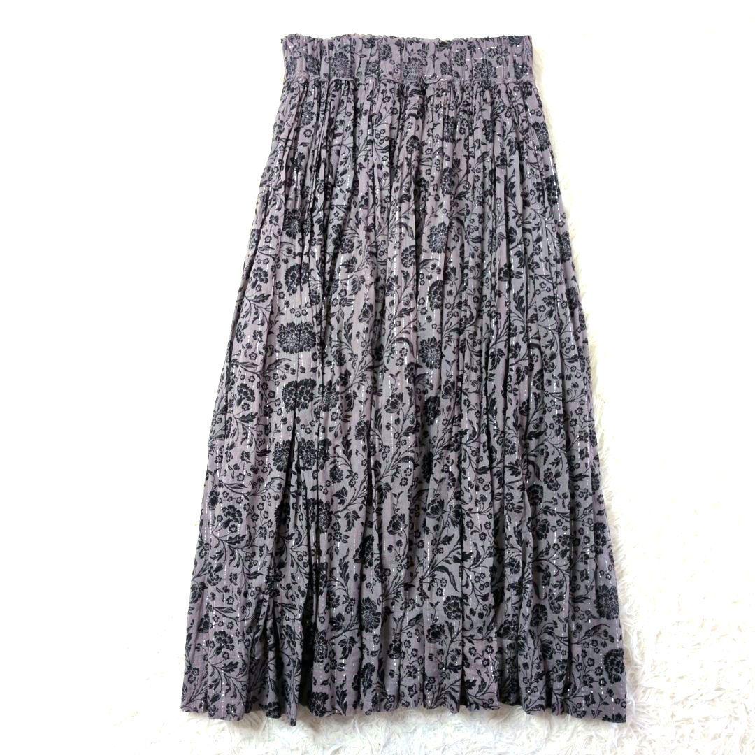北欧暮らしの道具店　Soi-e　ソワ　花柄コットンスカート　グレー　ロング可愛い