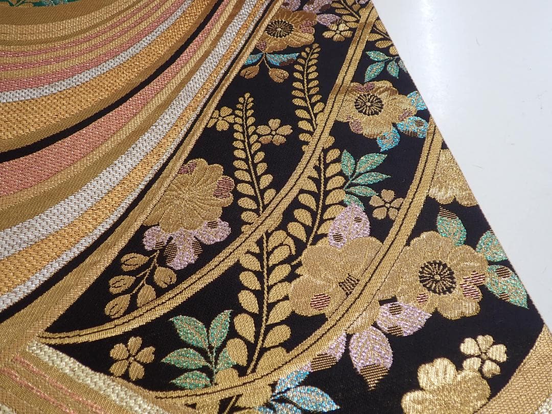 極上品 正絹 振袖 袋帯 2点セット 金彩 辻が花 藤に蝶 絞り 身丈156cm