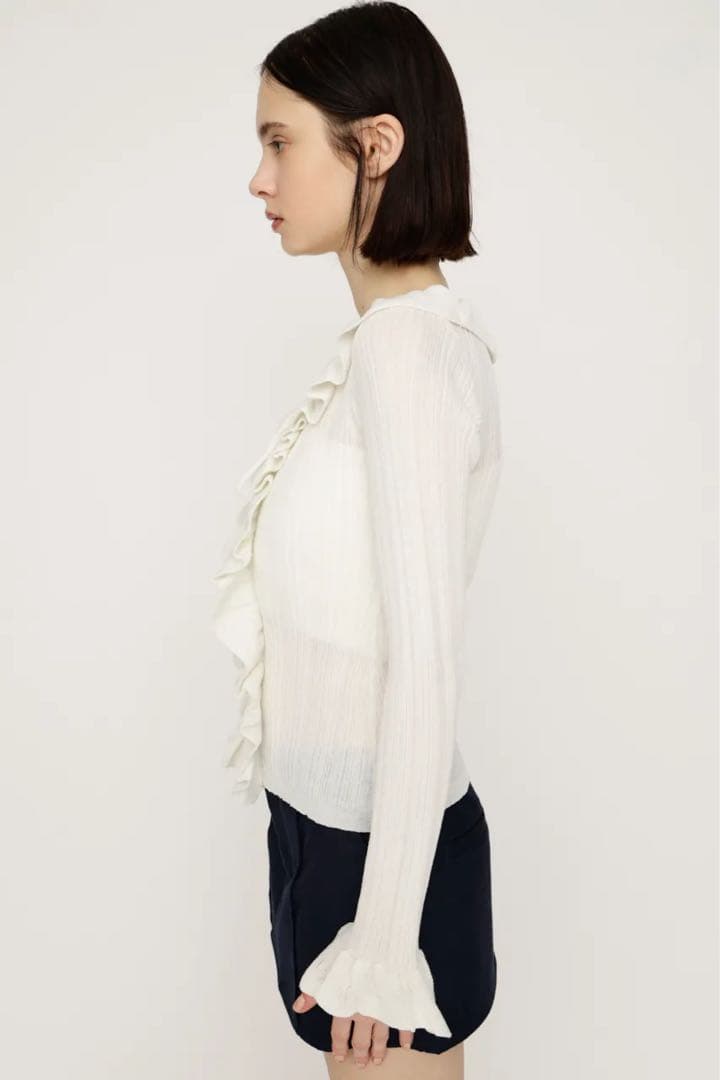 トップス FRONT FRILL KNIT TOPS