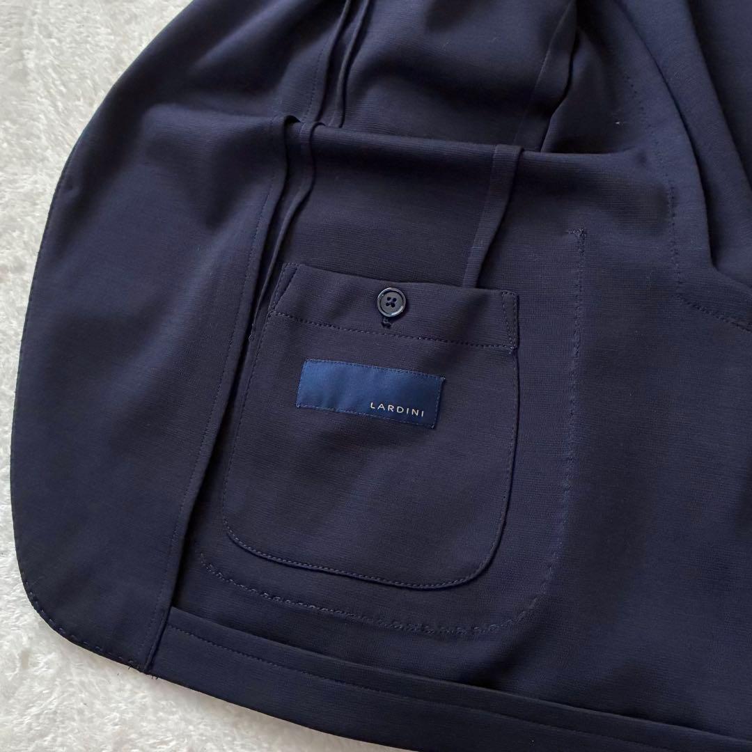 【未使用級】LARDINI ブートニエール付 ネイビーテーラードジャケット 48