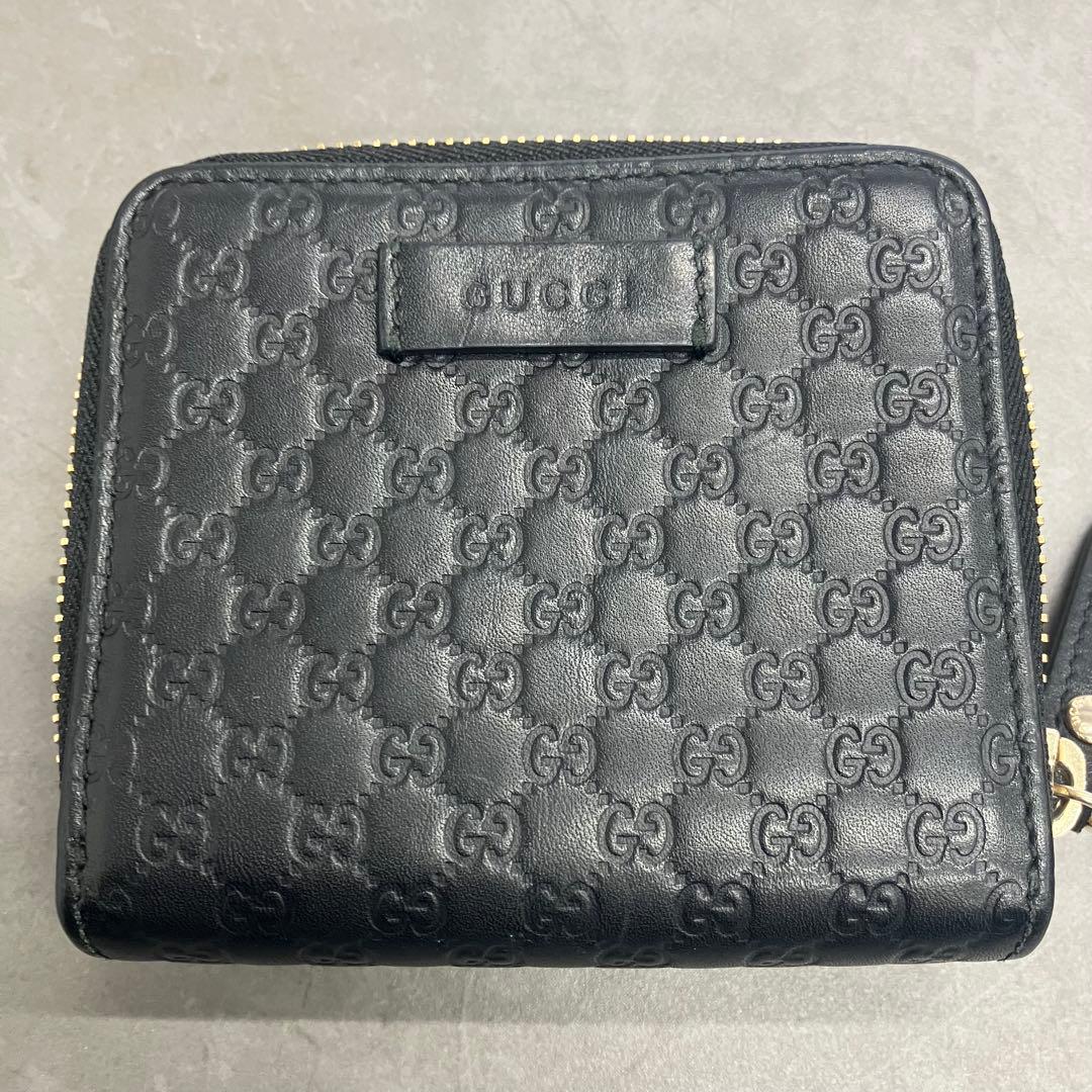 T*o様 GUCCI グッチ マイクロシマ 二つ折り財布 黒 箱付き