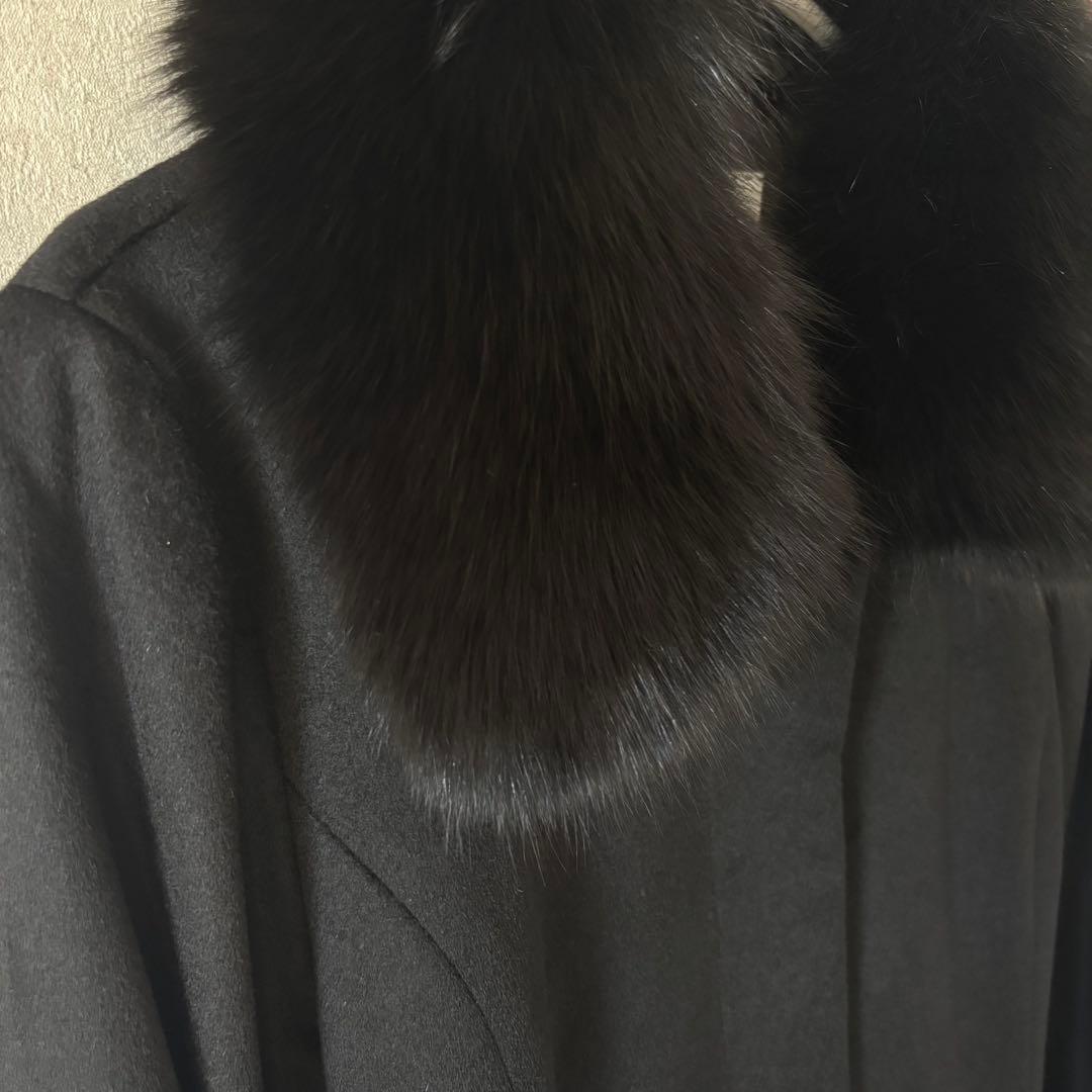 【美品】Zelal ロングコート　高級　カシミヤ　フォックスファー　Aライン