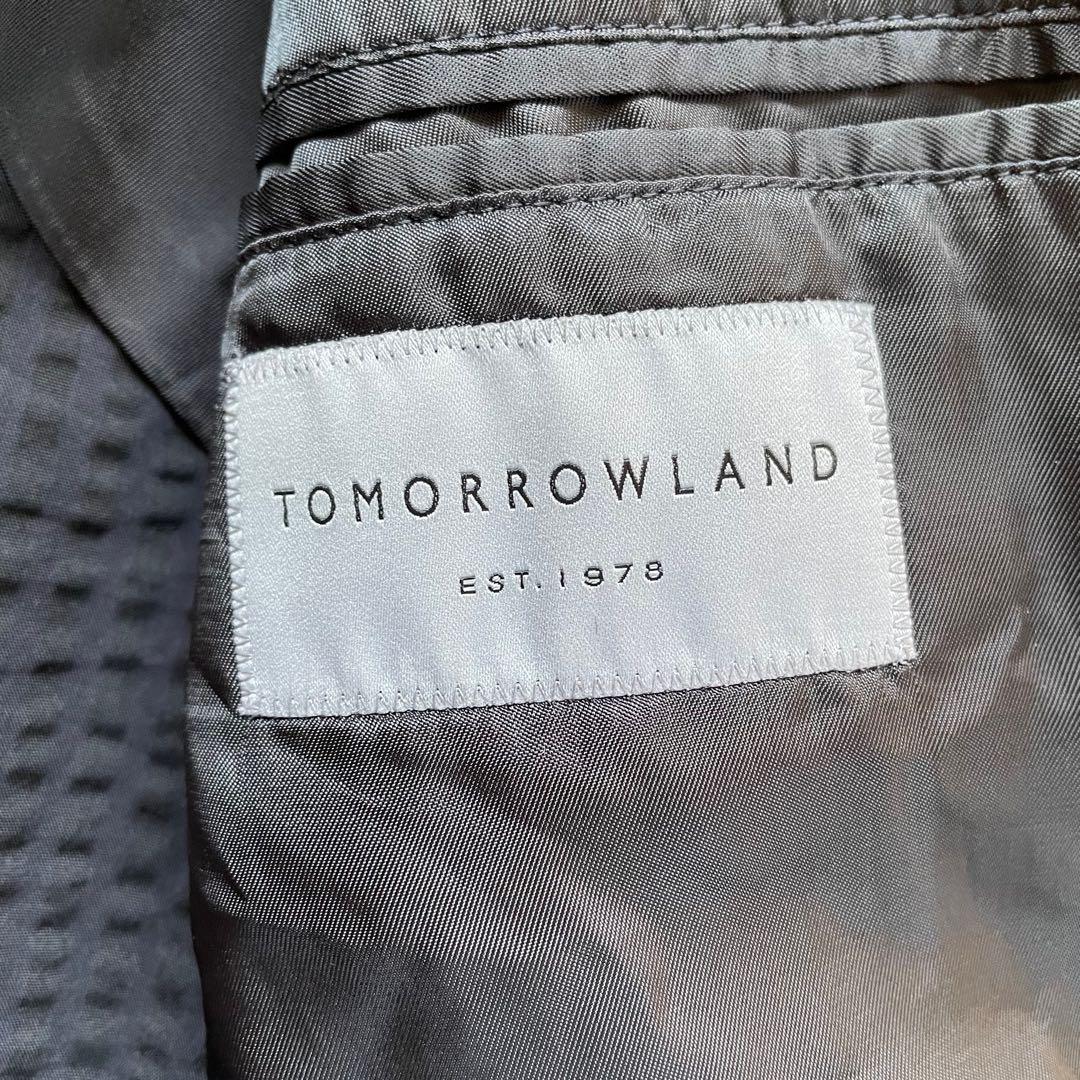 TOMORROWLANDブラック系ダブルブレストシアサッカー生地ジャケット
