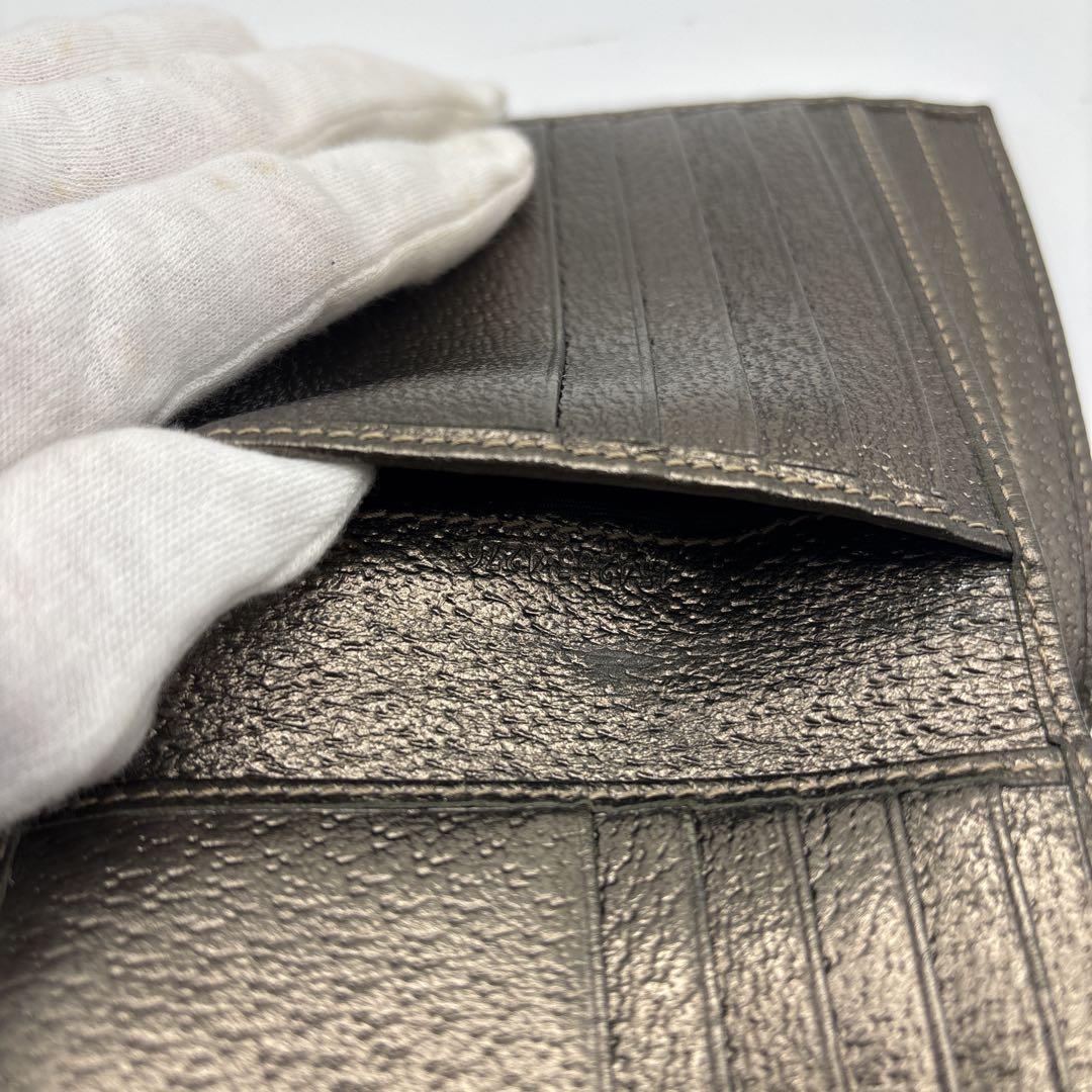 【美品・箱付】GUCCI グッチ 二つ折り財布 GGキャンバス Wホック