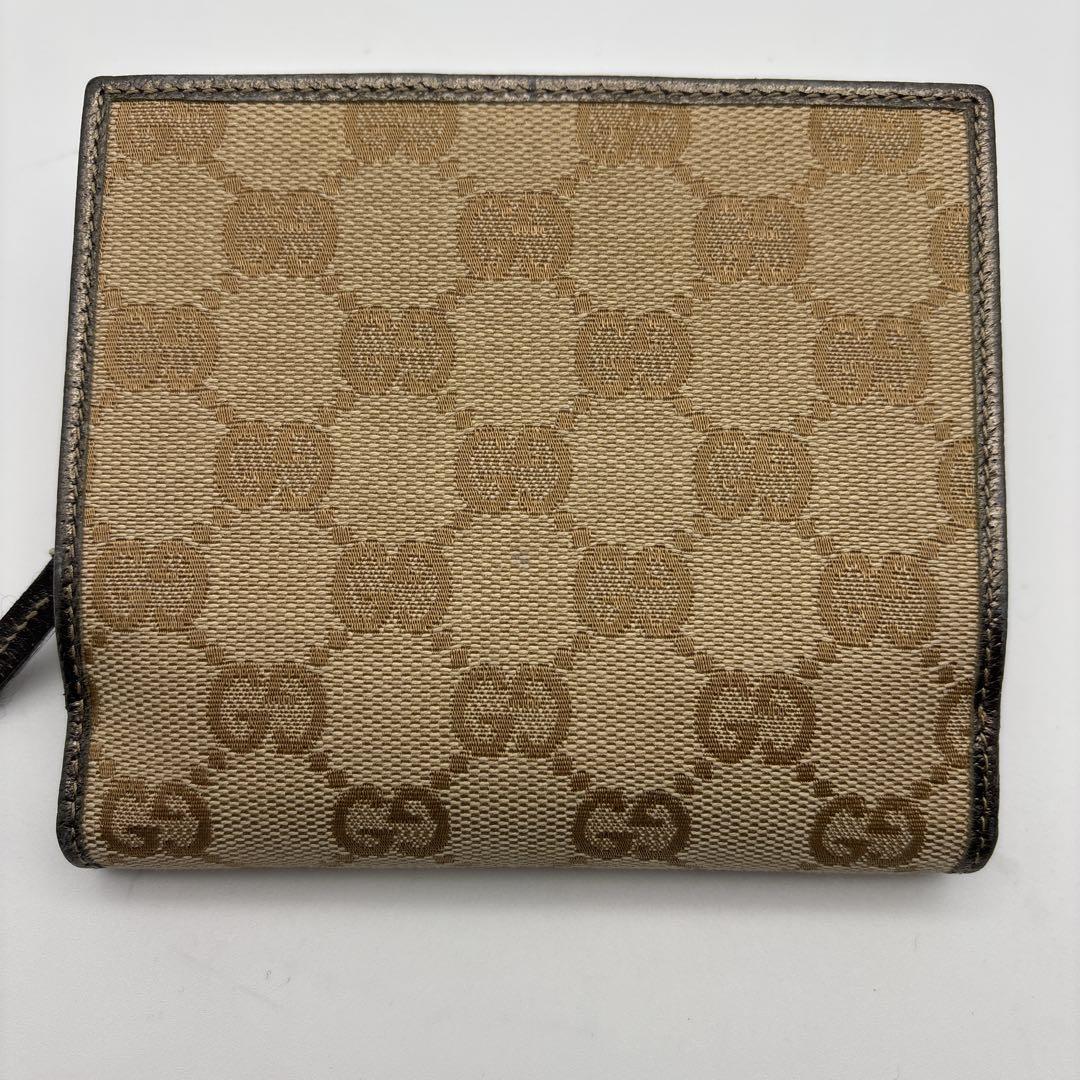 【美品・箱付】GUCCI グッチ 二つ折り財布 GGキャンバス Wホック