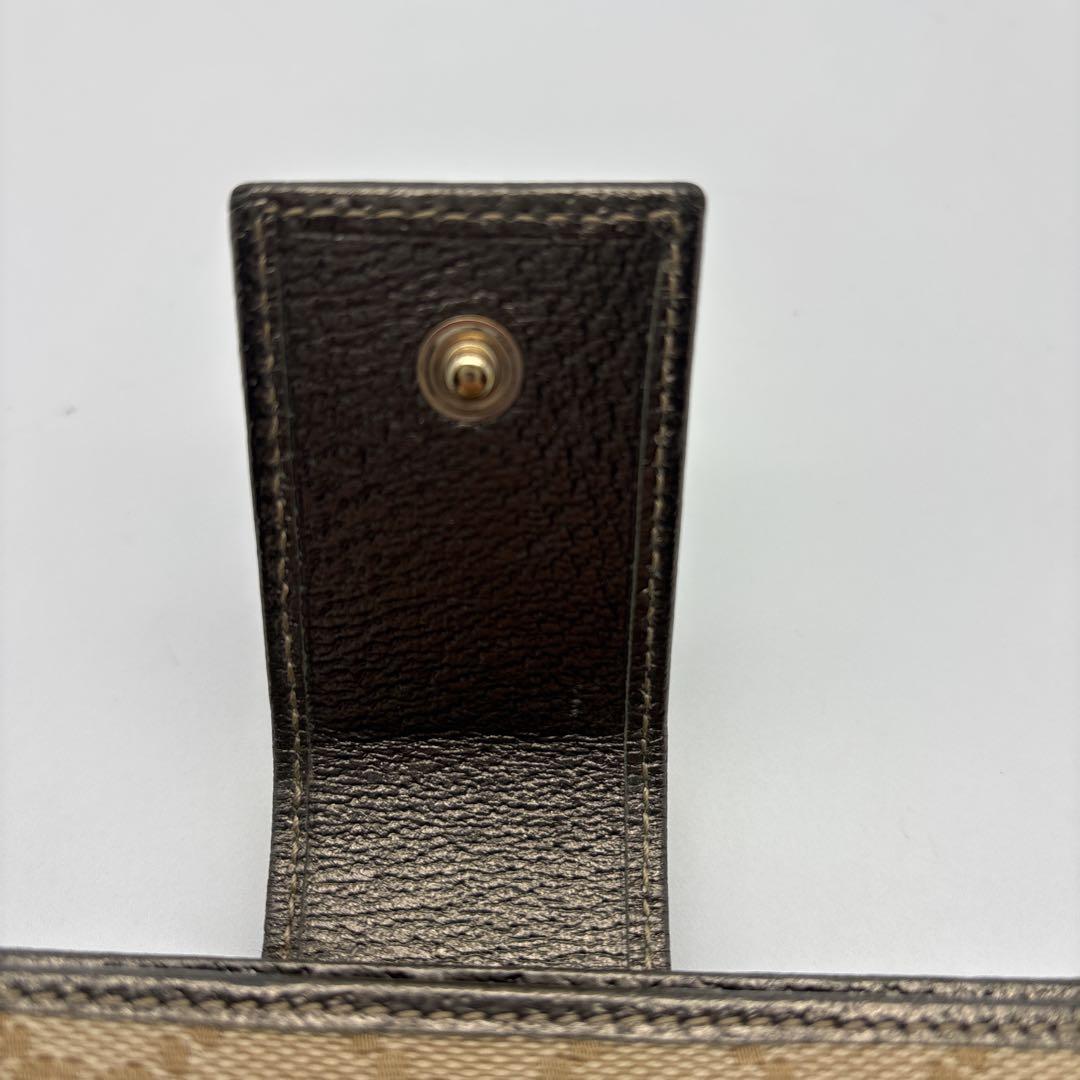 【美品・箱付】GUCCI グッチ 二つ折り財布 GGキャンバス Wホック