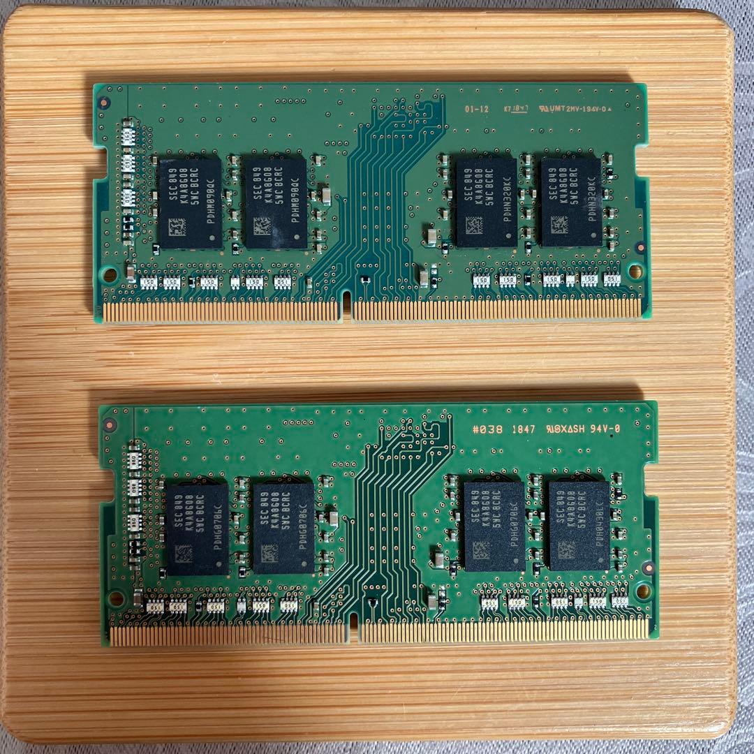 Samsung製ノートDDR4 8GBメモリ2枚　計16GB、2400T規格