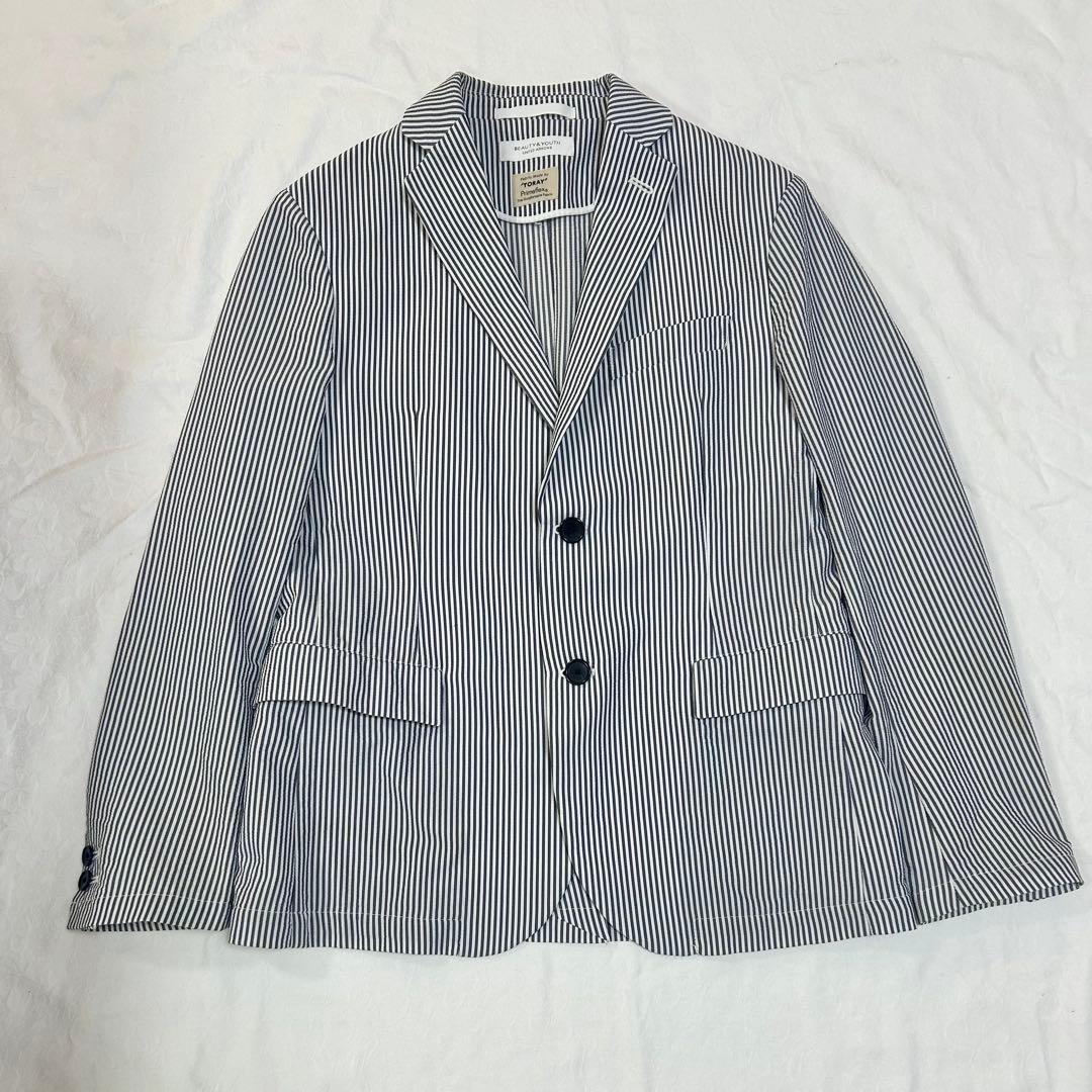 【美品】BEAUTY&YOUTH ストライプ セットアップ 東レ シアサッカー