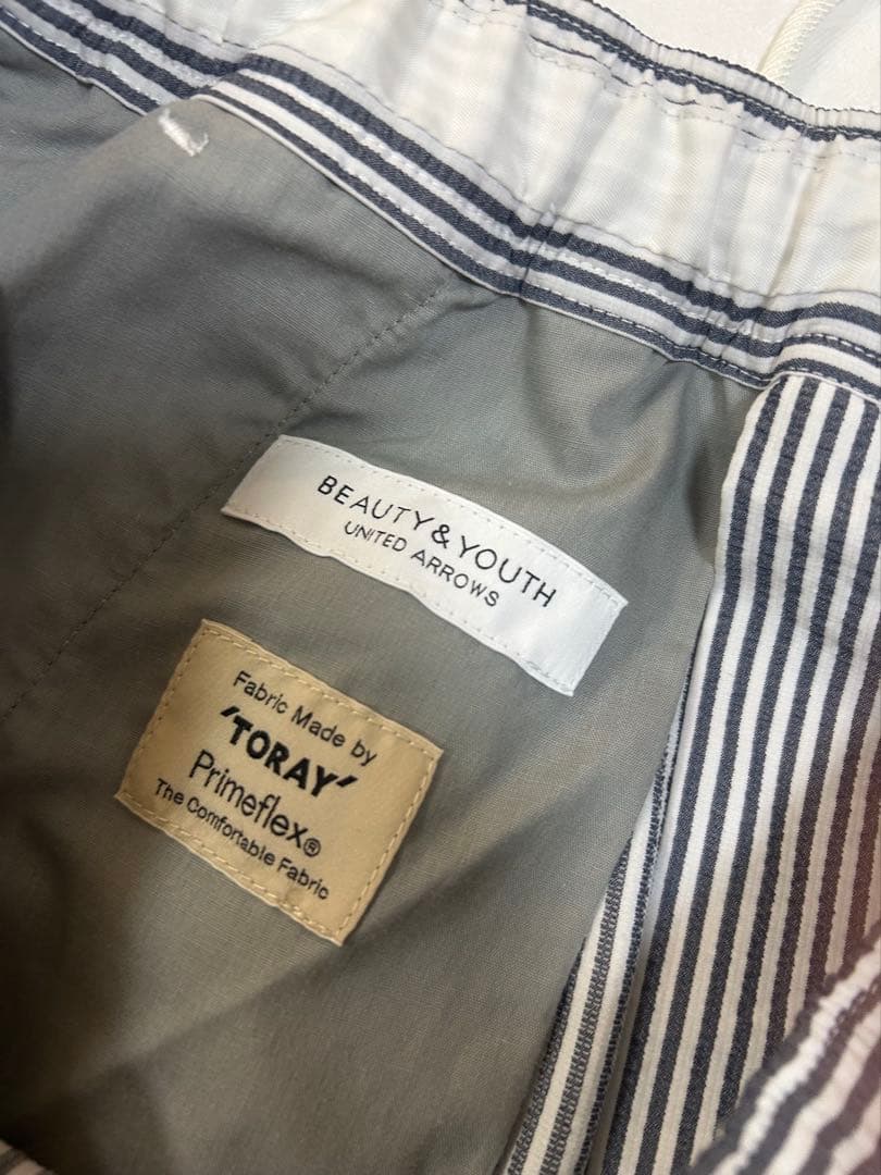 【美品】BEAUTY&YOUTH ストライプ セットアップ 東レ シアサッカー