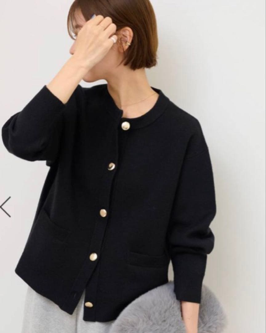 新品　ジャーナルスタンダード　ダブルニット　メタルボタンカーディガン　黒