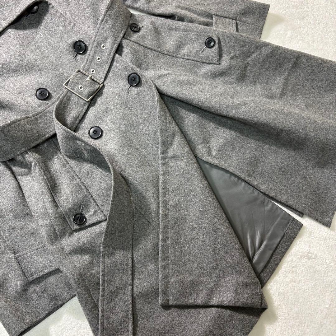 【カシミヤ100％】Theory グレー ダブルブレスト コート ベルト付き
