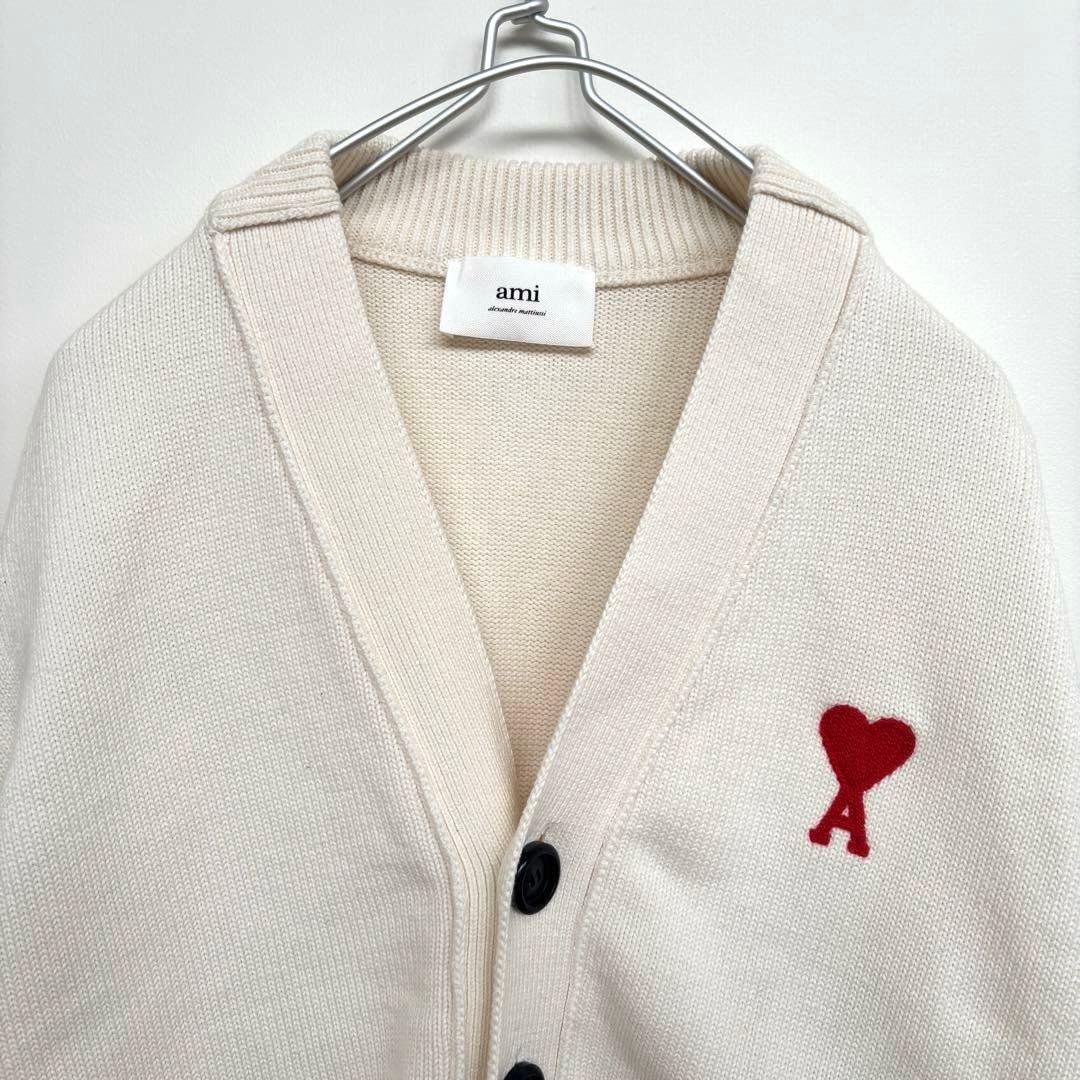 極美品 ✨AMI PARIS ハート刺繍ニットカーディガン アイボリーレディース