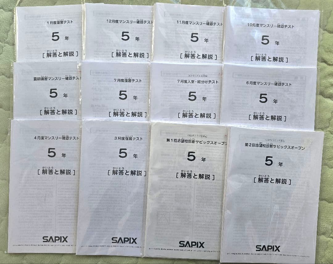 【原本/成績データ付】SAPIX 5年生 マンスリー確認・復習テスト全12回