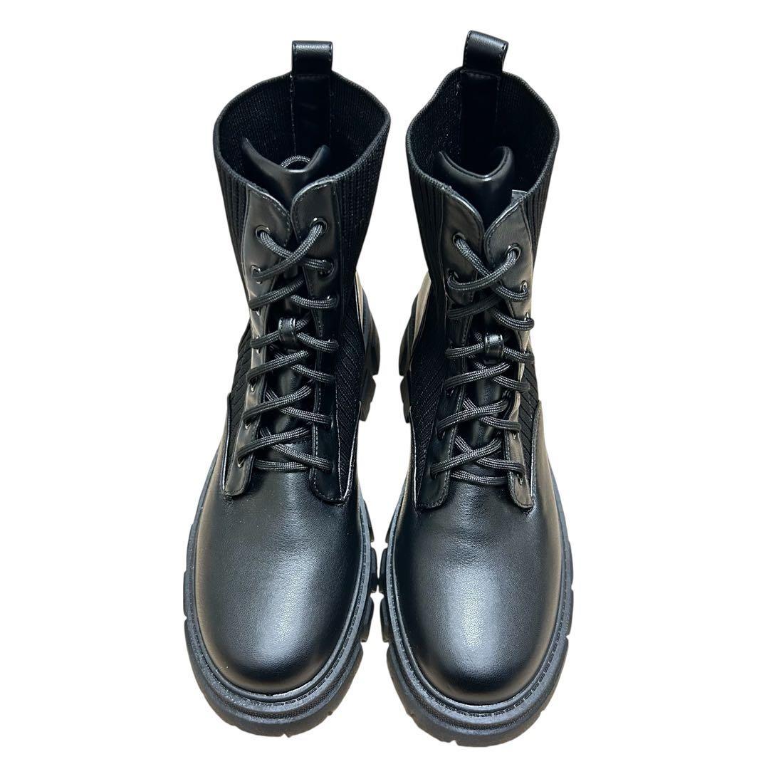 【極美品】fitfit ストレッチニット使いレースアップブーツ Lサイズ