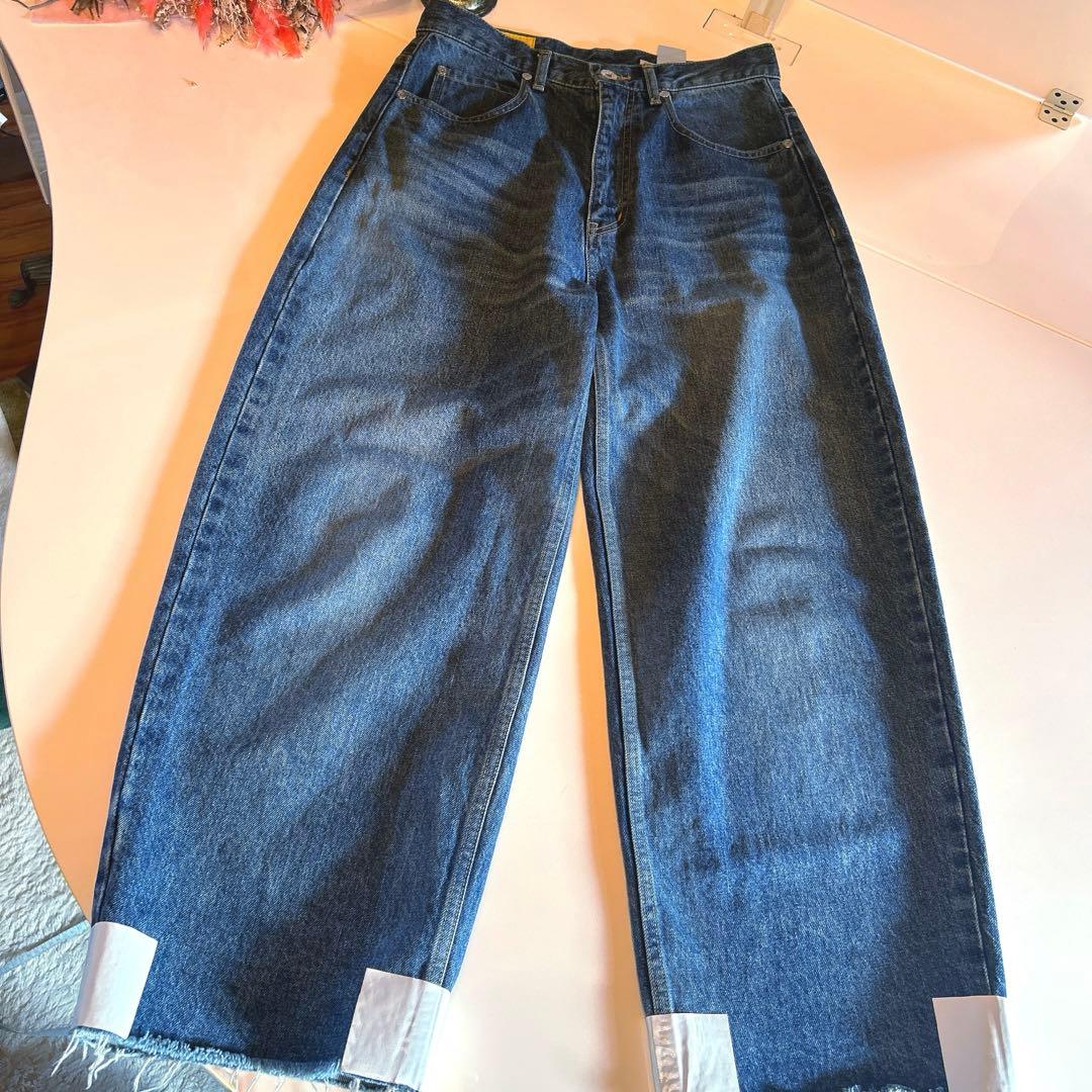 ダブスタ　エナメルドッキングデニムパンツ