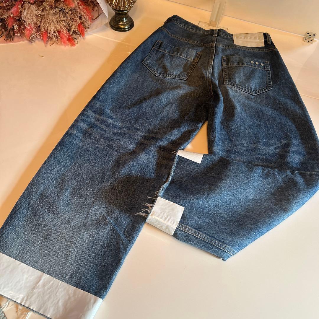 ダブスタ　エナメルドッキングデニムパンツ