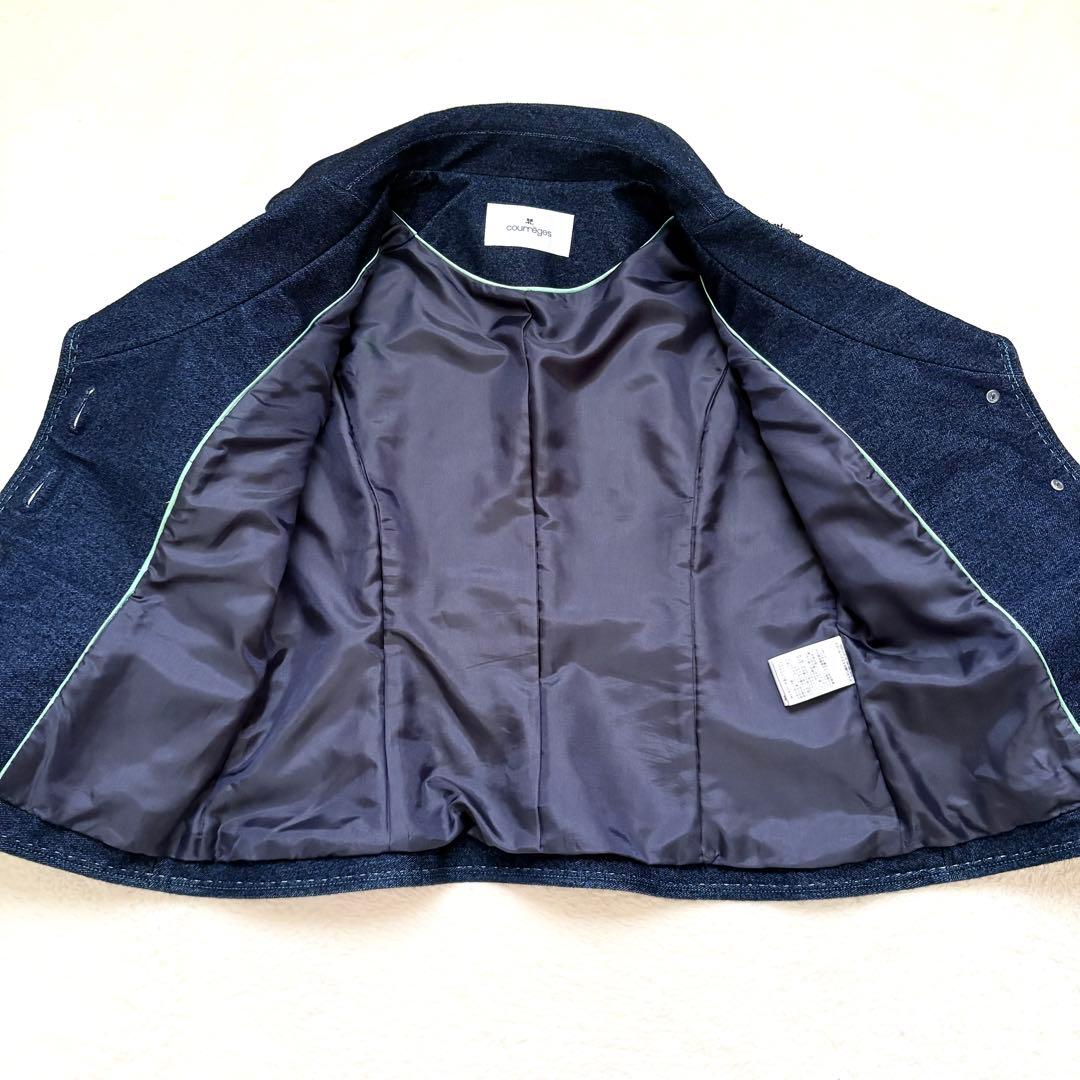 【美品】courreges クレージュ　デニム　ジャケット　ツイード　テーラード
