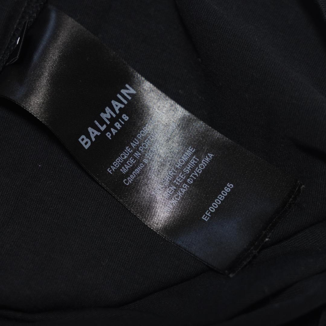 バルマン BALMAIN ゴールド ロゴ 半袖 Tシャツ 黒 ブラック L