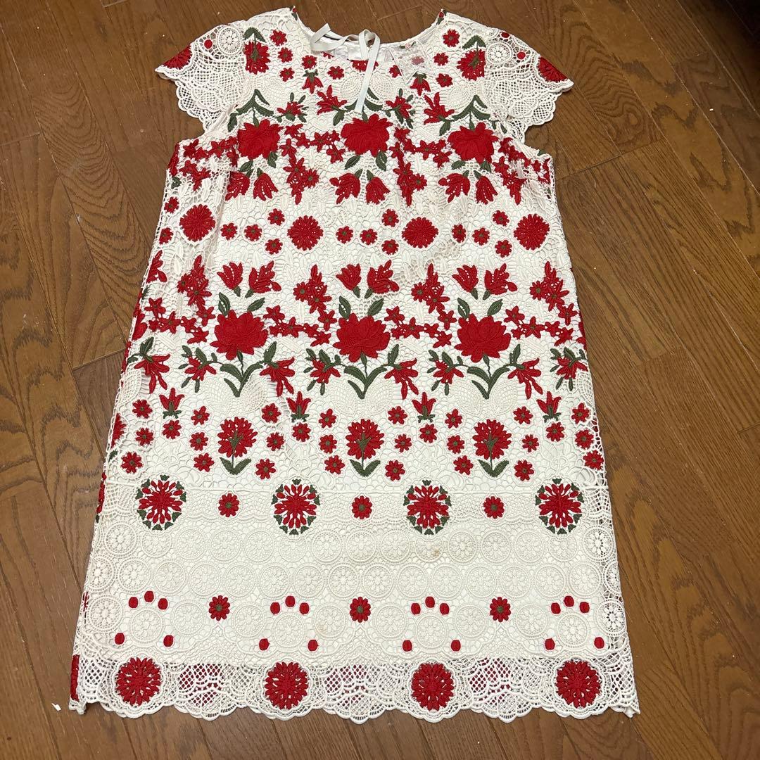 バンペイユ❣️ローズティアラ46ジュエル花柄刺繍 ワンピース➕カーディガン