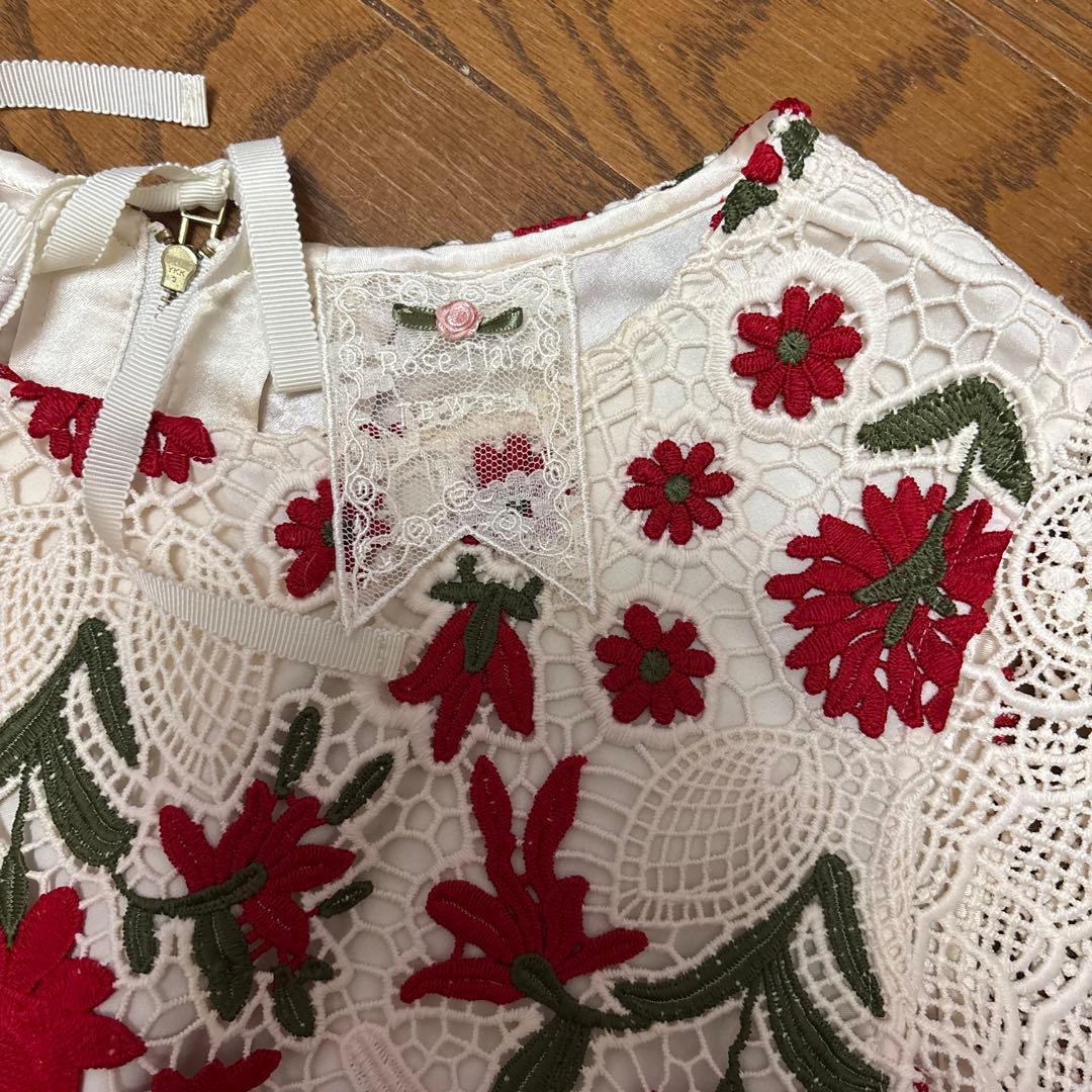 バンペイユ❣️ローズティアラ46ジュエル花柄刺繍 ワンピース➕カーディガン