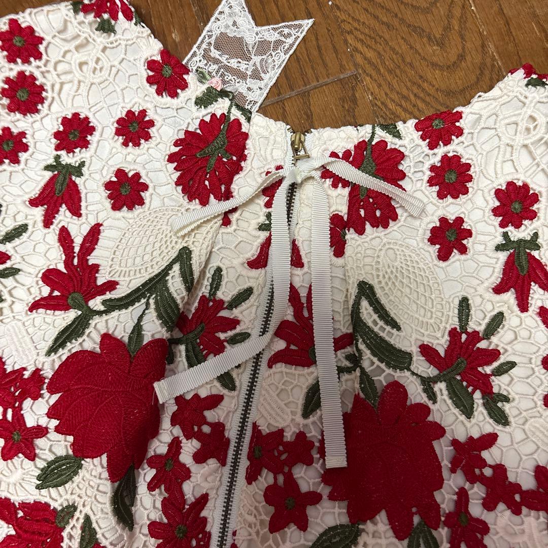バンペイユ❣️ローズティアラ46ジュエル花柄刺繍 ワンピース➕カーディガン