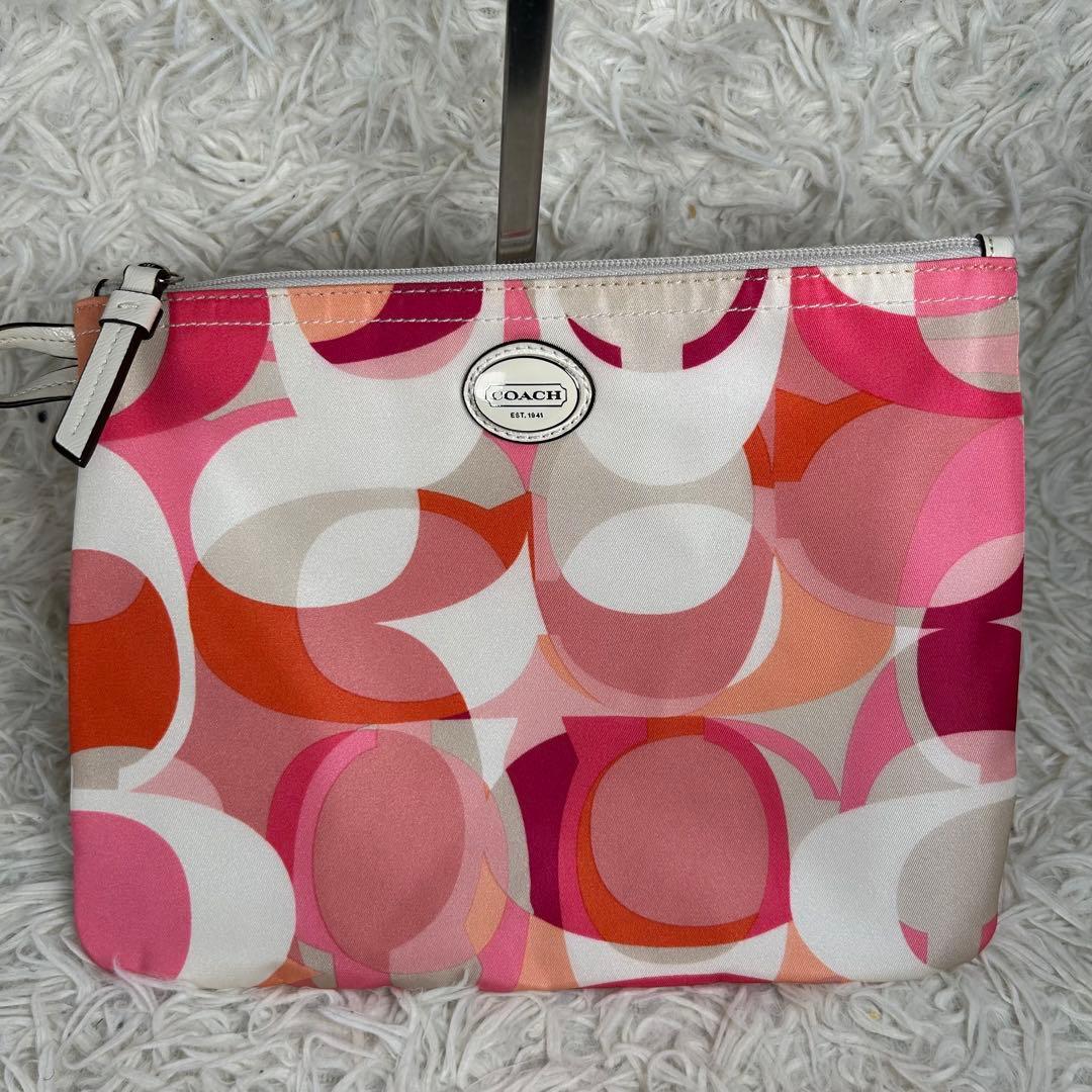 COACHコーチ　ナイロントートバッグ　ポーチ付　シグネチャー ボストン