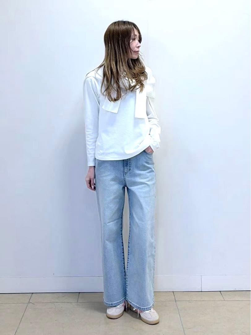 ソフトウエストワイドデニムパンツ【現在販売中】バンヤードストーム♪ペールブルー