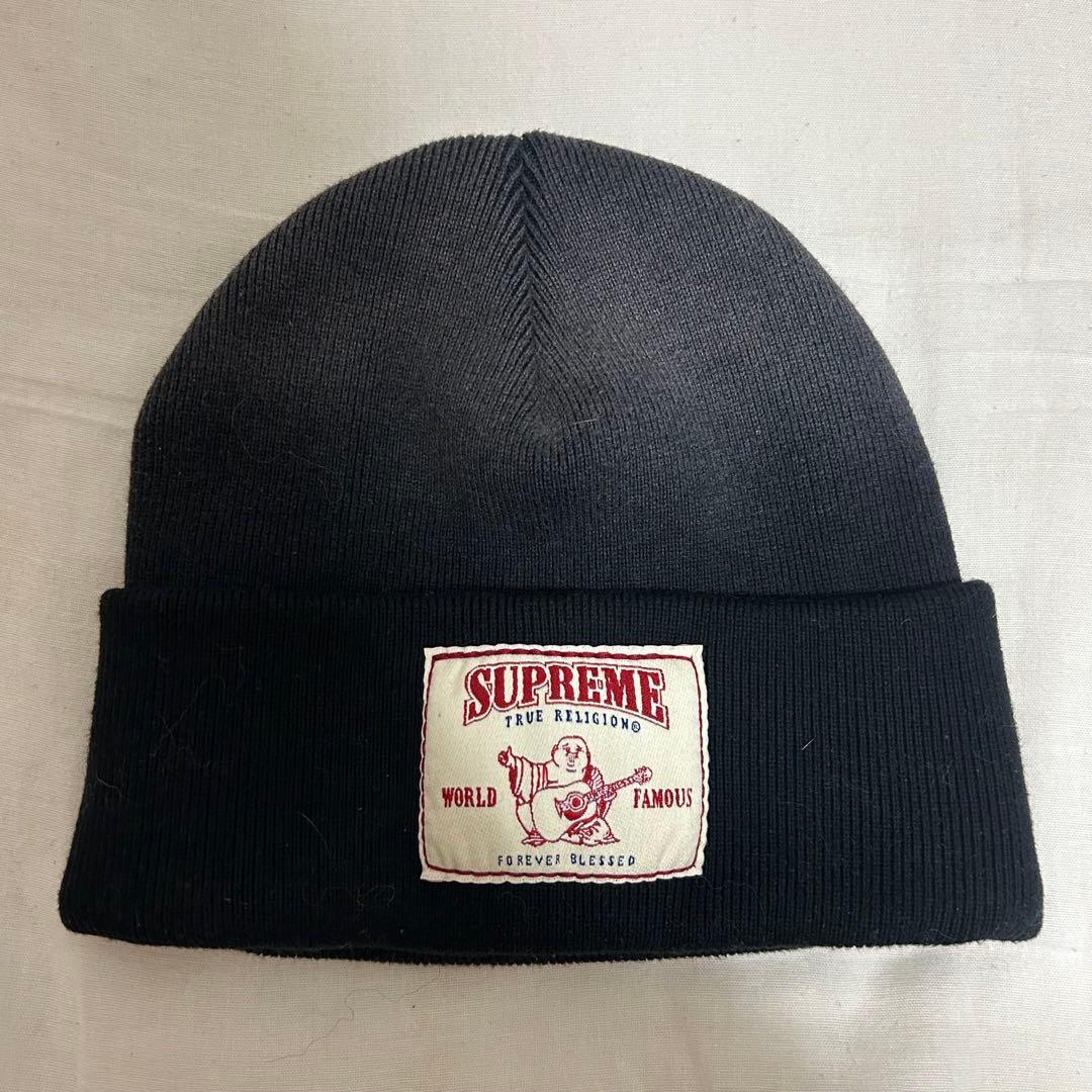 SUPREME true religionビーニー ニット帽 ブラック
