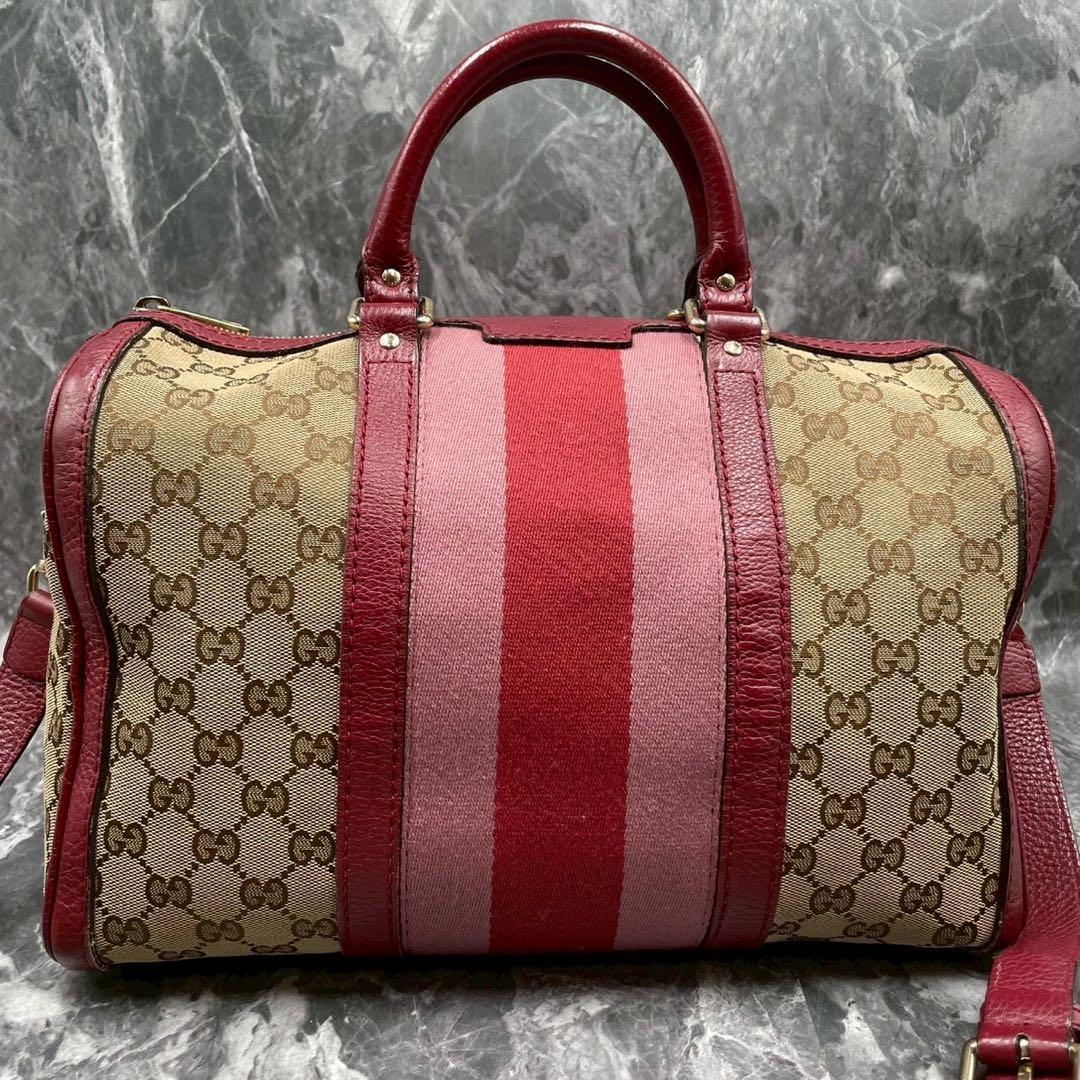 ✨美品✨GUCCI GG シェリーライン2way ボストンバッグ ピンクブラウン