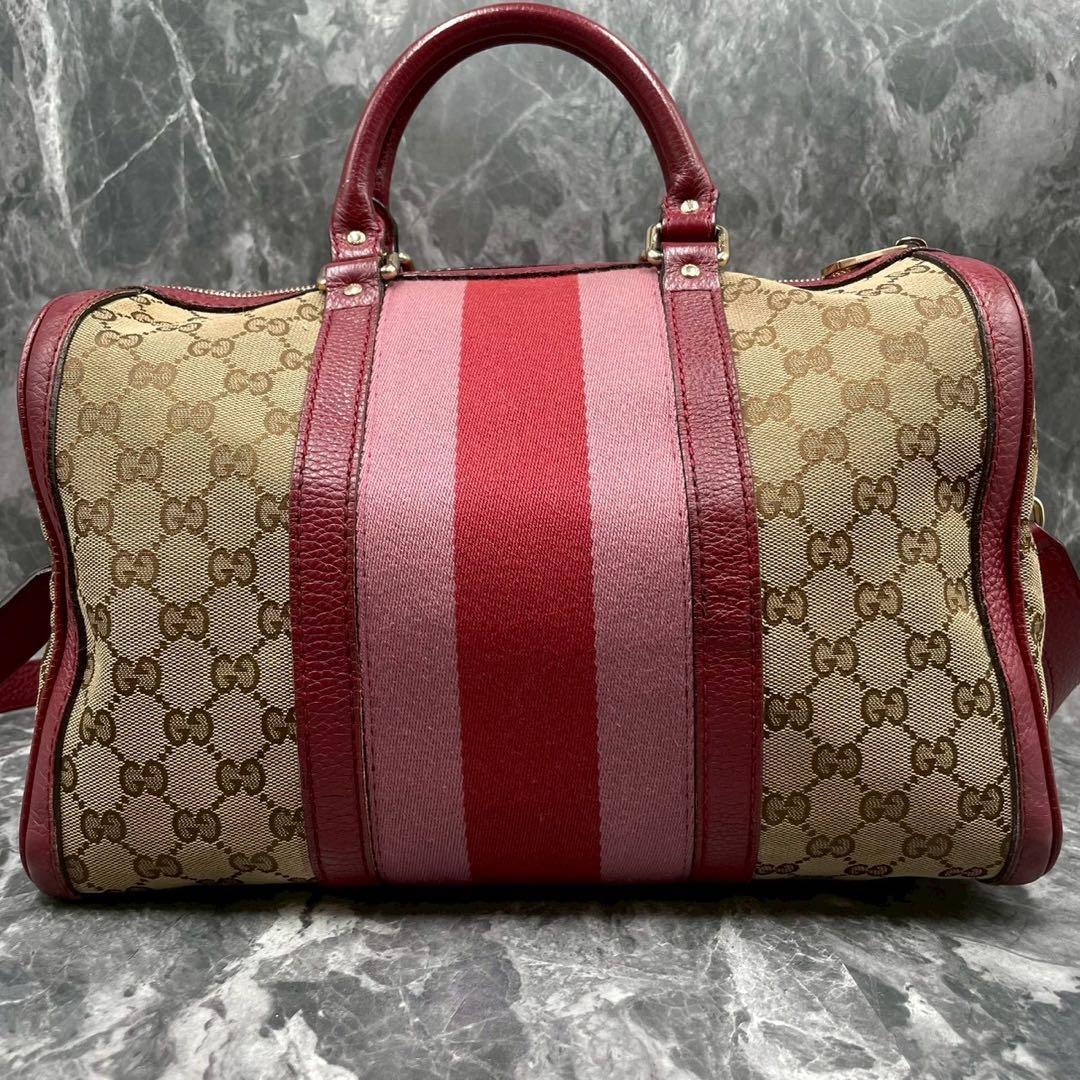 ✨美品✨GUCCI GG シェリーライン2way ボストンバッグ ピンクブラウン