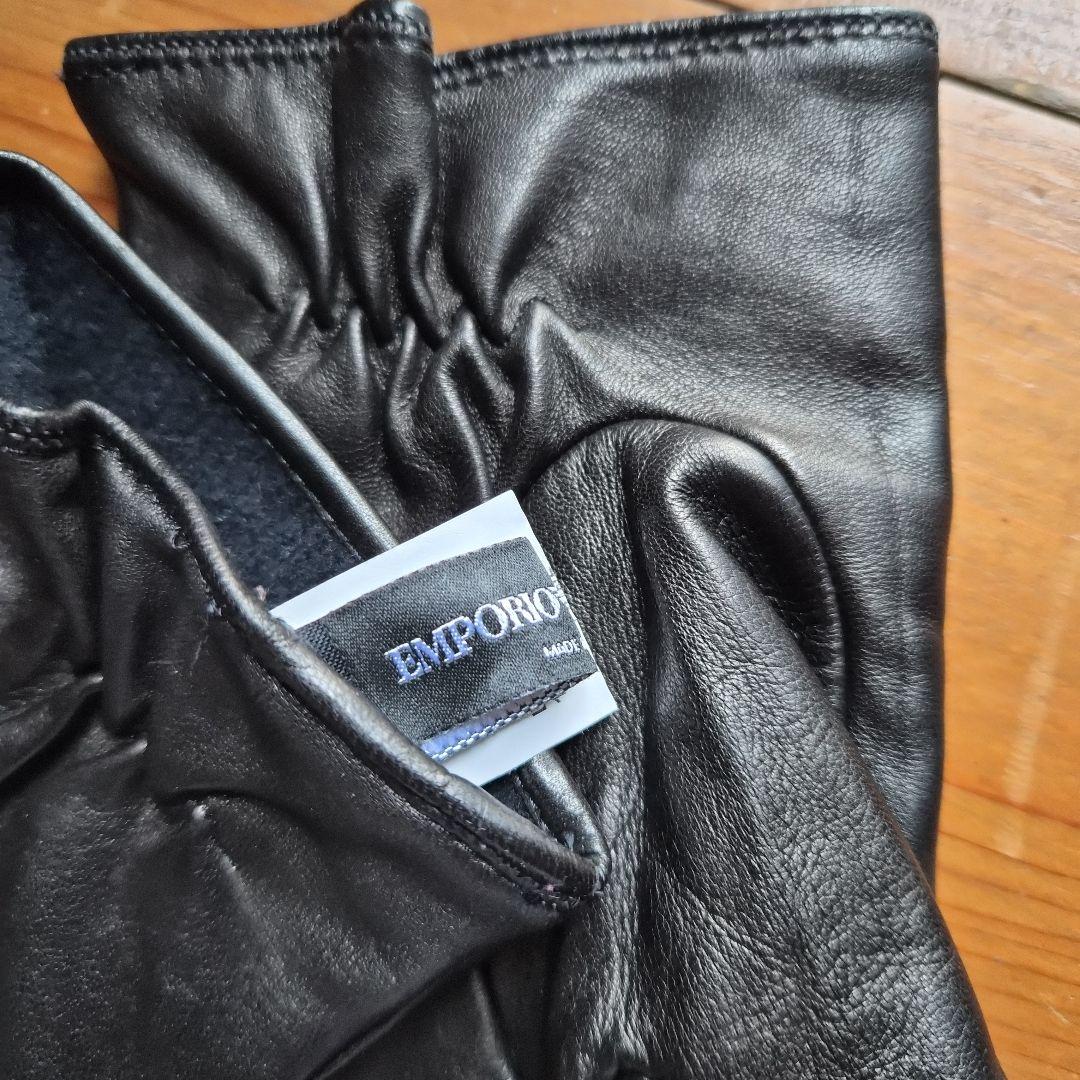 EMPORIO ARMANI ブラック レザー手袋