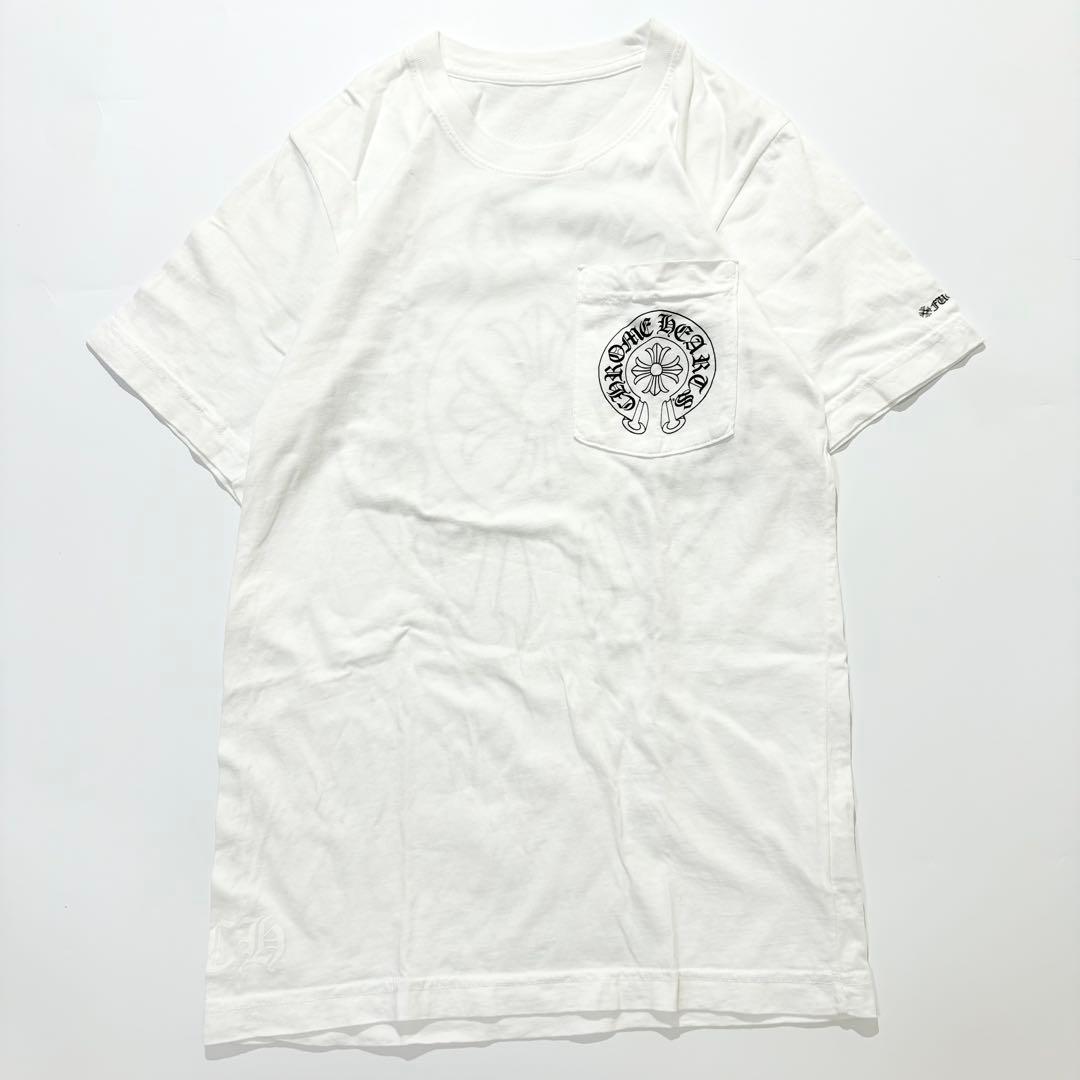 CHROME HEARTS Tシャツ 半袖 バックロゴ ホースシュー 白 XS