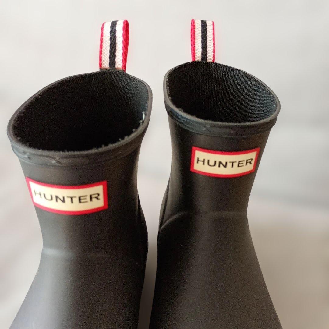 【美品】HUNTER ブラック ショートレインブーツ 23.5cm〜24.0cm