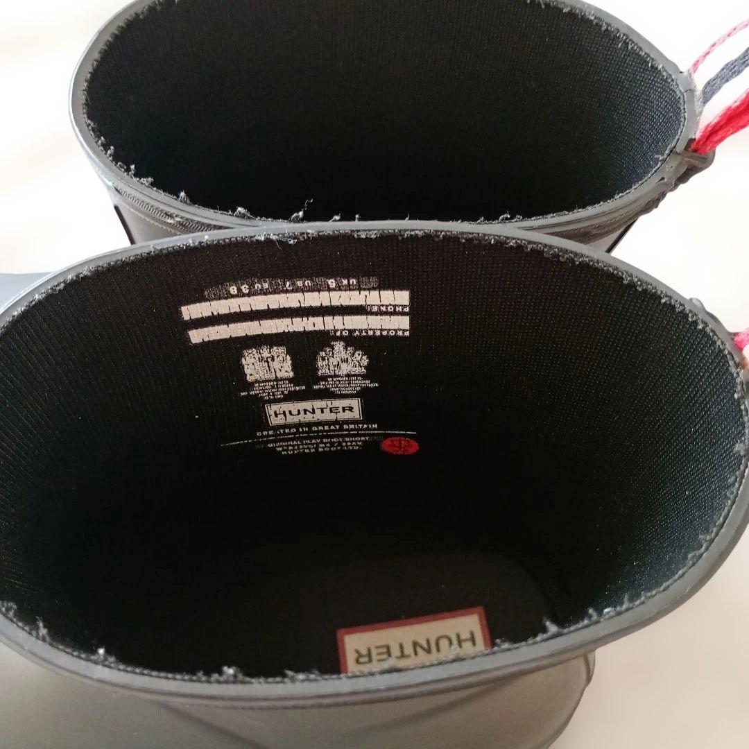 【美品】HUNTER ブラック ショートレインブーツ 23.5cm〜24.0cm