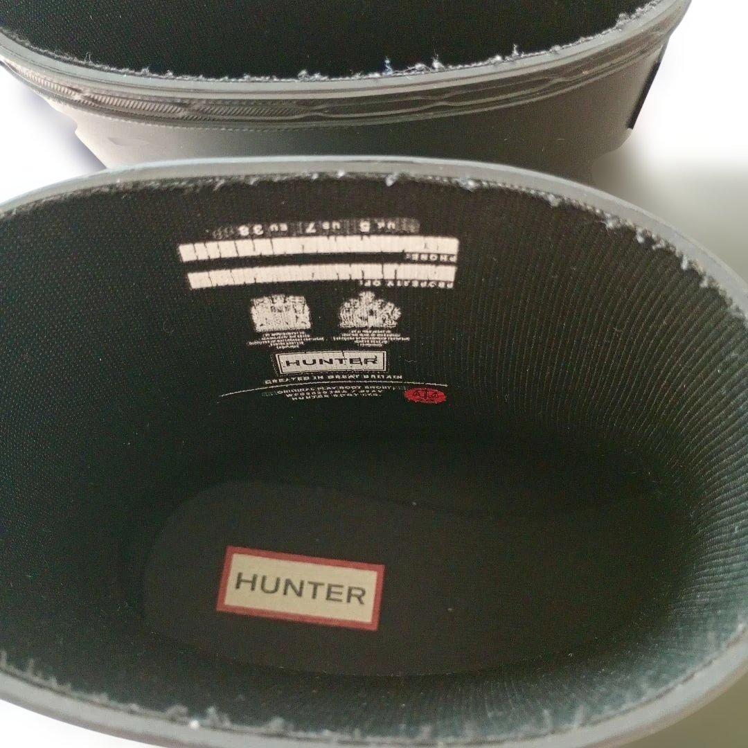【美品】HUNTER ブラック ショートレインブーツ 23.5cm〜24.0cm