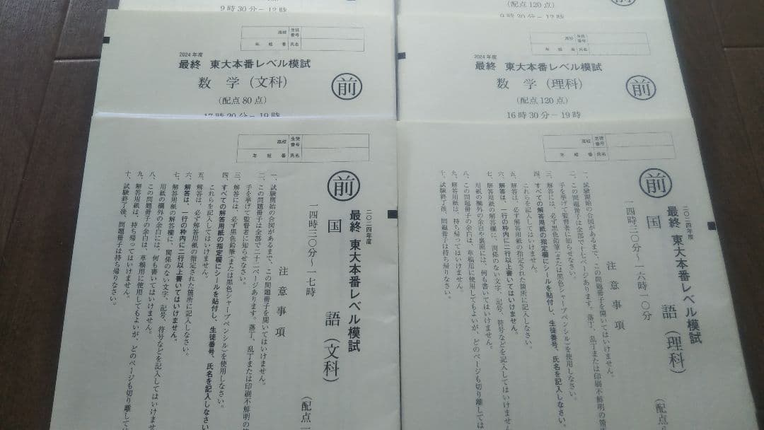 h*m様 東進 2024年度 最終東大本番レベル模試2025年1月実施文科or理