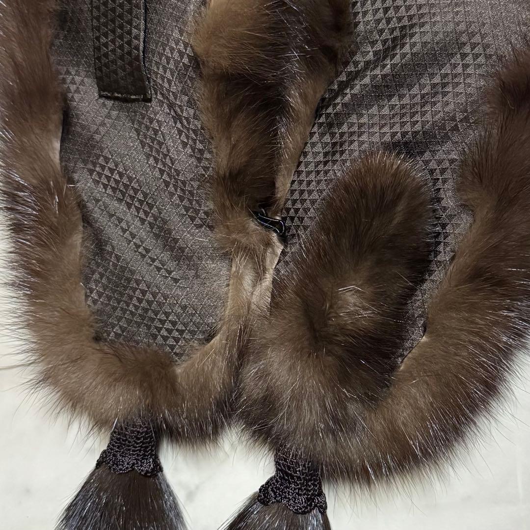 美品 ソボル 2way リアルファーストール ロシアンセーブル ダークブラウン