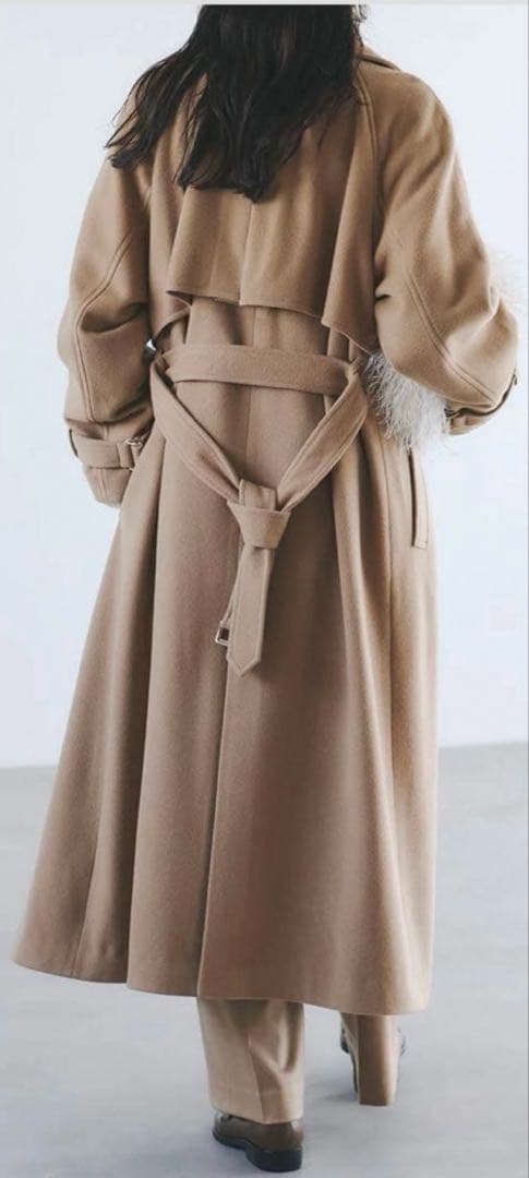 【美品】anuans アニュアンス　ウールトレンチコート　キャメルベージュ　M