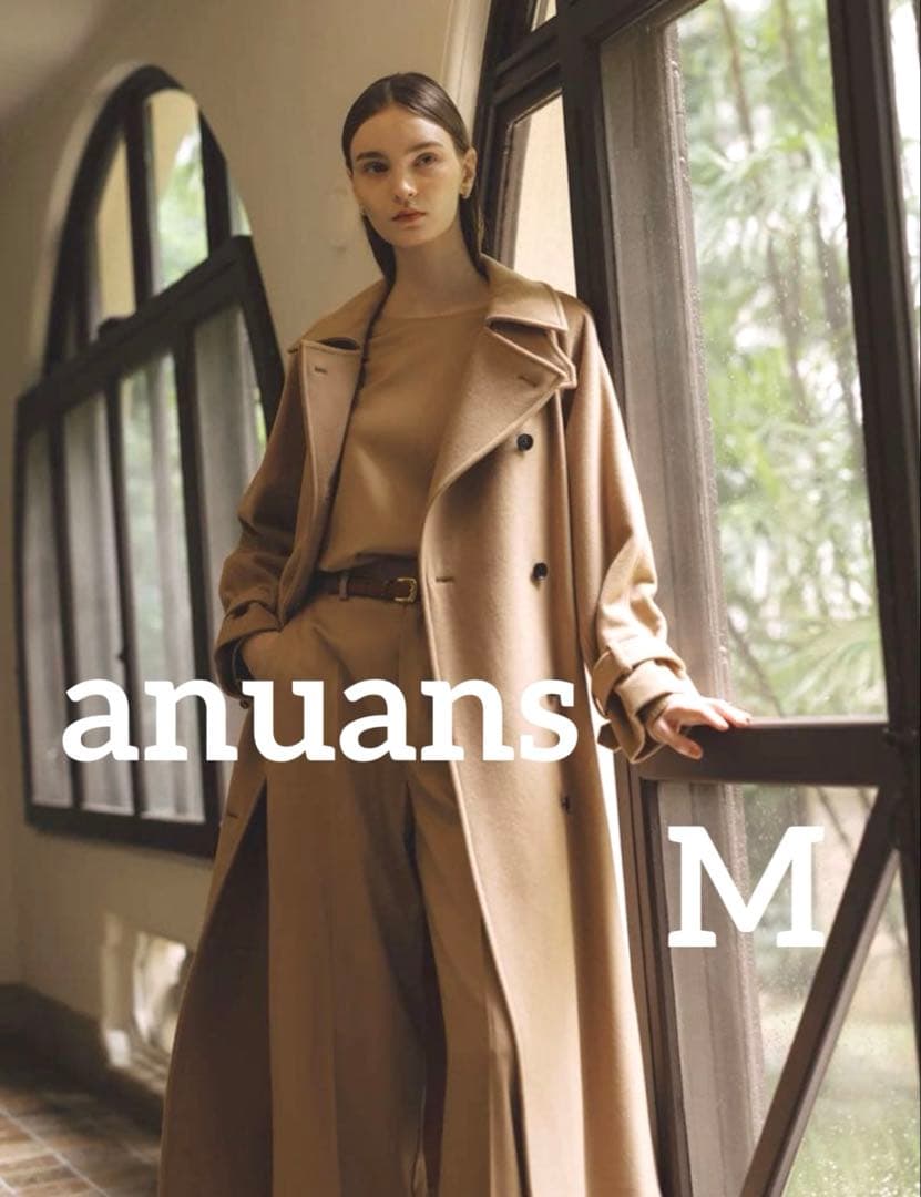 【美品】anuans アニュアンス　ウールトレンチコート　キャメルベージュ　M