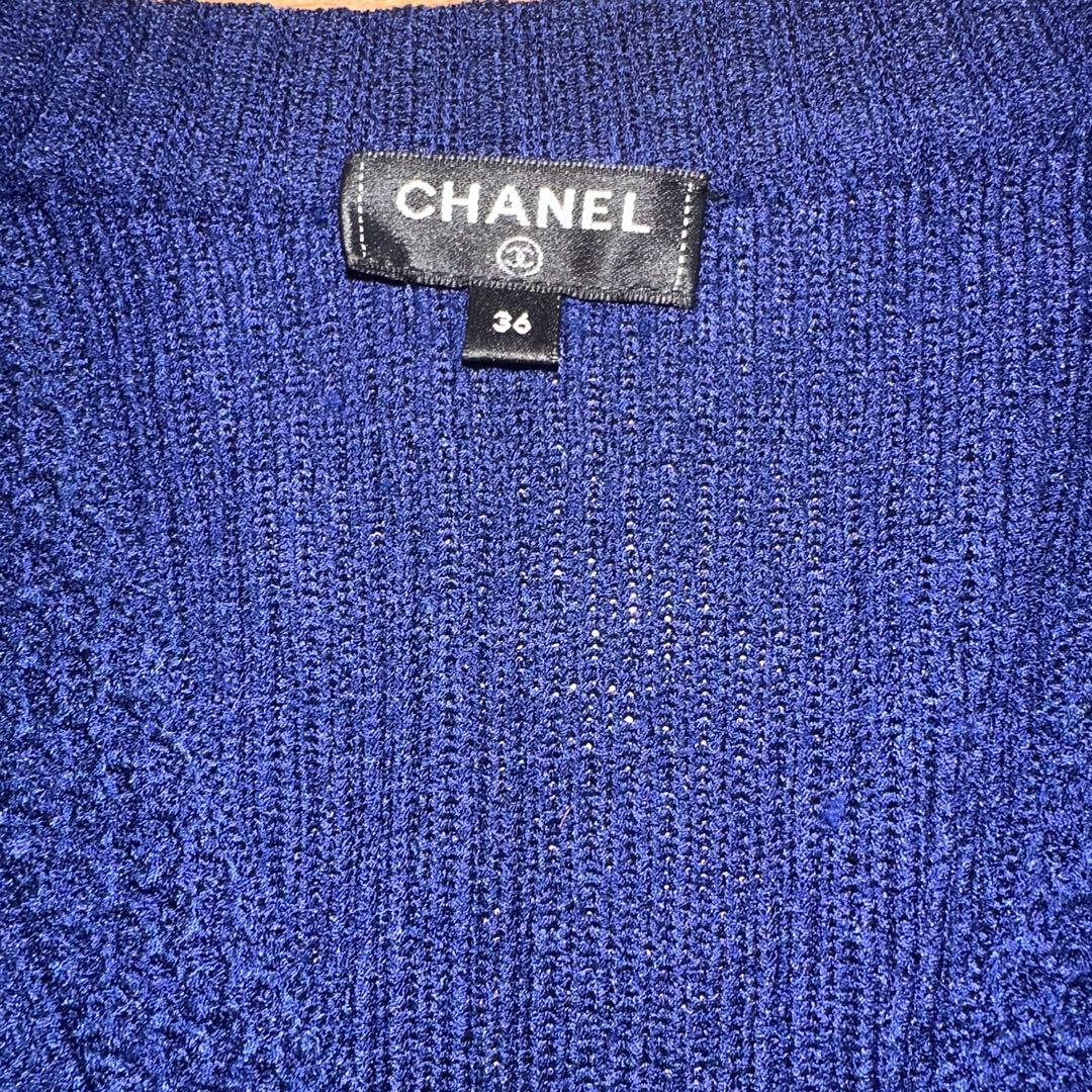 CHANEL ネイビー ボタン付きカーディガン 36