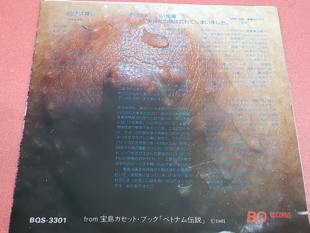 遠藤ミチロウ「仰げば尊し/お母さん、いい加減あなたの顔は忘れてしまいました。」