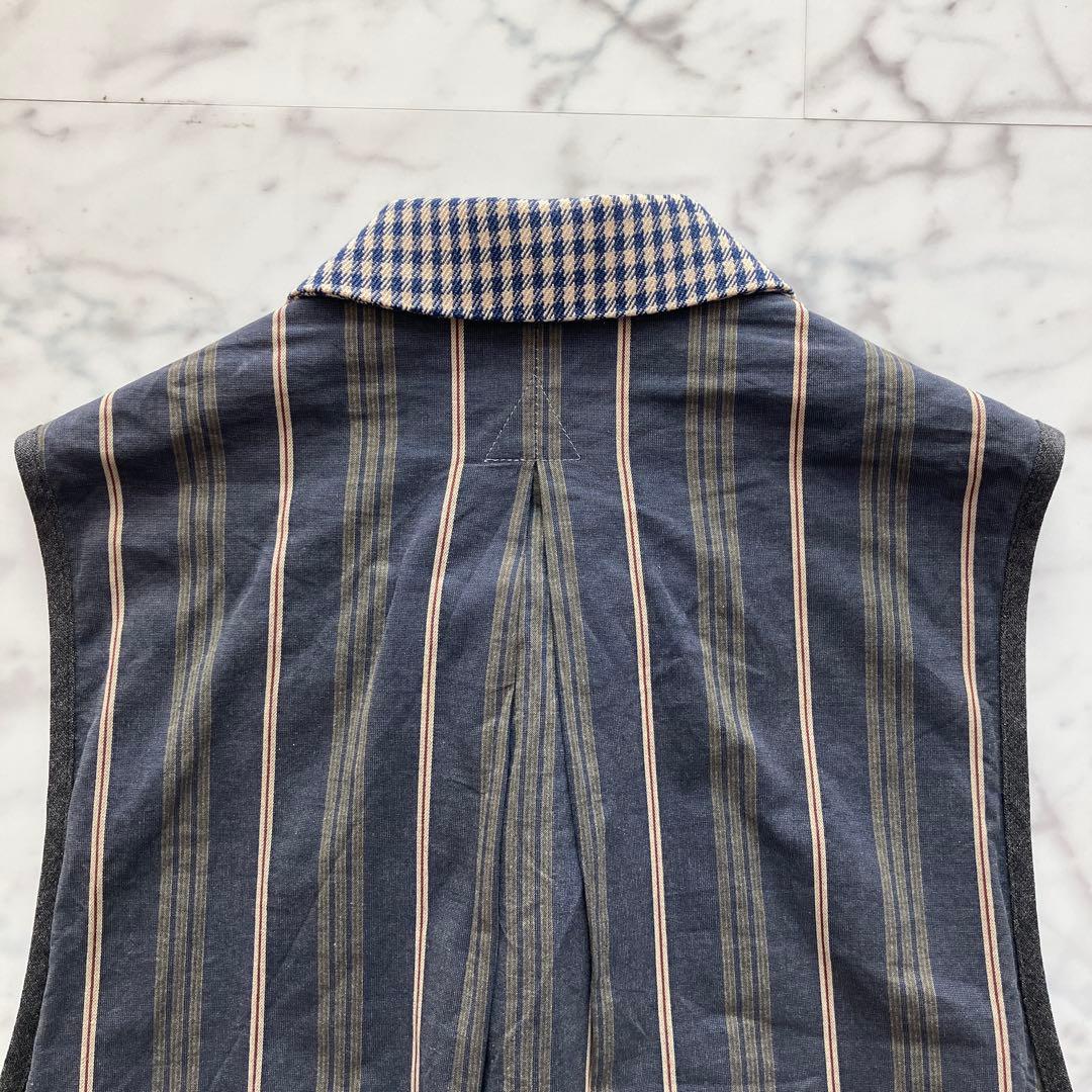 【美品】DRIES VAN NOTEN ベスト 表チェック 裏ストライプ M
