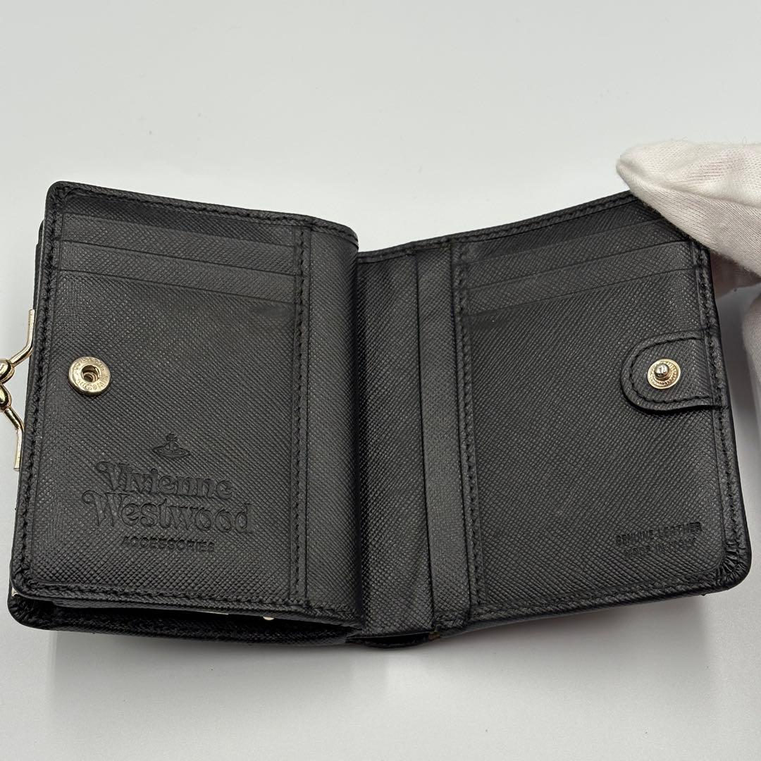 【Vivienne Westwood】 二つ折り財布 がま口 オーブ ロゴ 黒