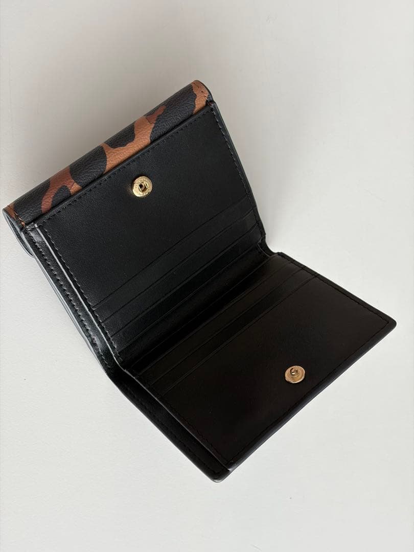 【極美品】コーチ☆ブラック×レオパード☆ 二つ折り財布 【COACH】