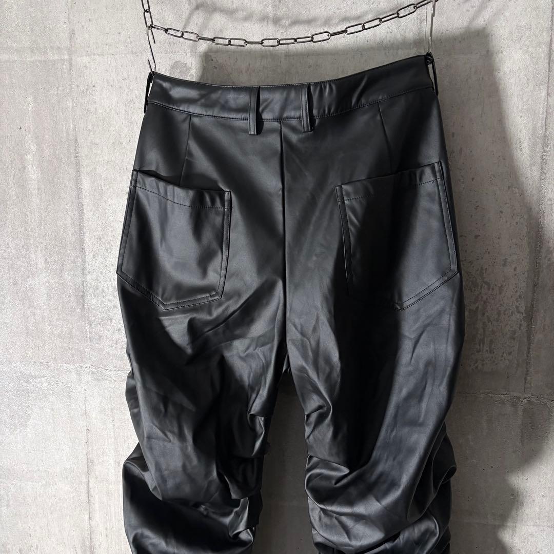 新品 mnml Surper Stacked Leather Pants 裾溜め