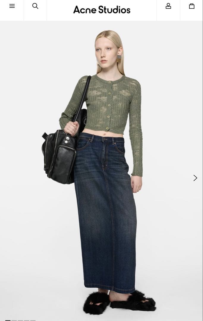 《アクネ》カーディガン 透け リブ 長袖 トップス グレー Acne