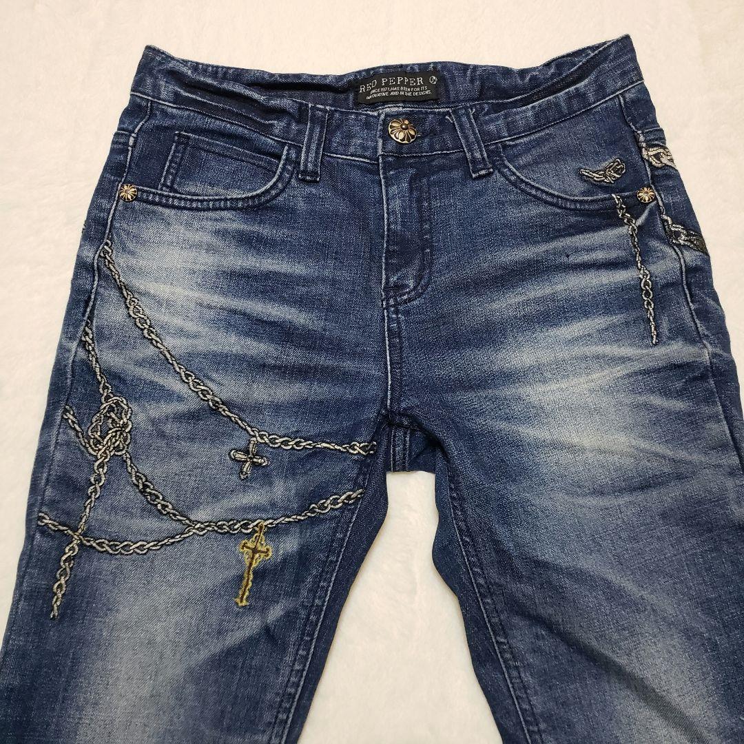 極美品 REDPEPPER クロス 十字架 チェーン スキニー ２７