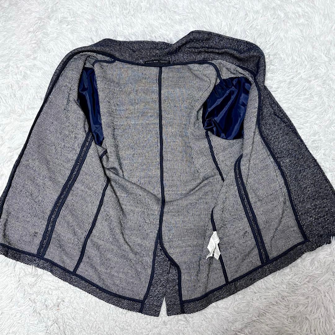 【極美品】ザラマン　テーラードジャケット ネイビー　総柄　XL ZARA ザラ