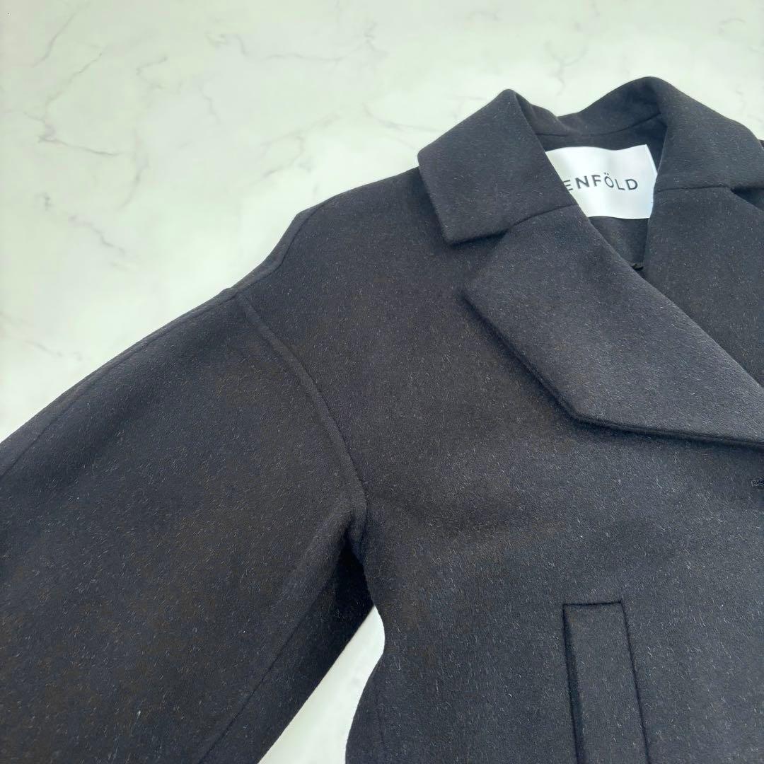 【美品 23AW】エンフォルド WOOL COAT ウール リバーコート 黒 S