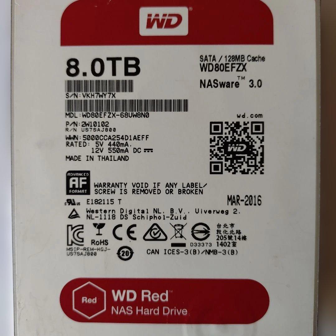 WD Red 8TB 内蔵型ハードディスクドライブ